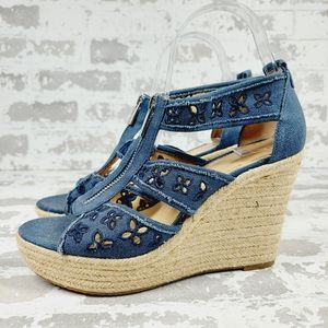 Michael Kors Blue Wedge Sandals